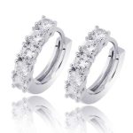 Iced Hoop Earring in 18K White Gold