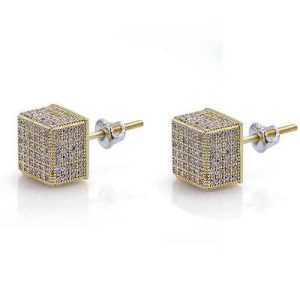 Men Iced Round Stone Paved Earring