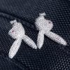 Iced Upside Down Bunny Earrings in White Gold