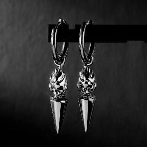 Flame Skull Dangle Earrings