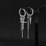 Asymmetric Anti-war Cross Cone Spike Earrings