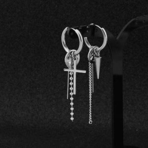 Asymmetric Anti-war Cross Cone Spike Earrings