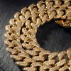 13mm Handset 18K Gold PVD Plated Finish Iced Cuban Link