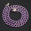 14mm Iced Purple/Blue Enamel Miami Cuban Chain in Black Gold