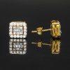Square Baguette & Round Stones Stud Earring