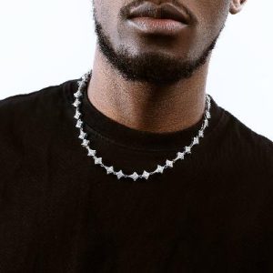 Iced Star Chain in White Gold