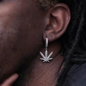 Iced Leaf Dangle Earrings