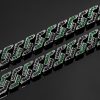 14mm Iced Emerald&Black Cuban Link Chain in Black Gold