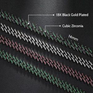 14mm Iced Spiked Cuban Chain in Black Gold