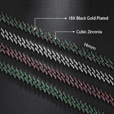 14mm Iced Spiked Cuban Chain in Black Gold