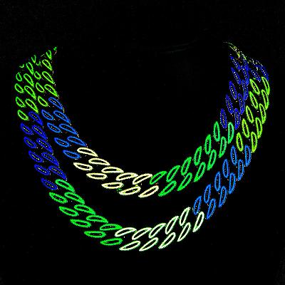 14mm Iced Glow in the Dark Multi-Color Enamel Miami Cuban Chain
