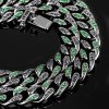 Iced 10mm Teardrop Emerald & Black Miami Cuban Chain