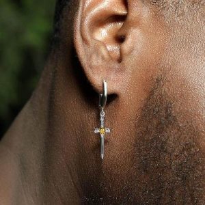 Skull on Sword Dangle Earrings