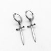 Iced Black Diamonds Sword Stainless Steel Earrings