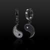 Iced Yin Yang Earrings in Black Gold