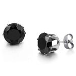 Black Round Stone Earring