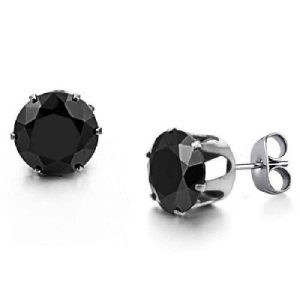 Black Round Stone Earring
