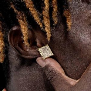 15*15mm-Square Diamond Paved Stud Earrings