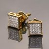 Square Diamonds Paved Stud Earrings-6*6mm