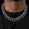 Iced 20mm White & Black Miami Cuban Chain with Big Box Clasp