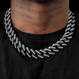 Iced 20mm White & Black Miami Cuban Chain with Big Box Clasp