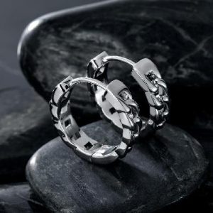 Cuban Hoop Earrings in White Gold