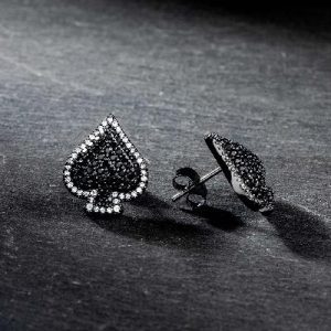 Iced Spades Earrings in Black Gold
