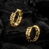 Greek Key Hoop Earrings in Gold