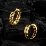 Greek Key Hoop Earrings in Gold