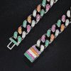 12mm Iced Handset Multi-Color Miami Cuban Chain