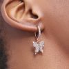 Iced Butterfly Dangle Earrings