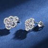0.5ct Round-cut Sterling Silver Four-leaf Clover Stud Earrings