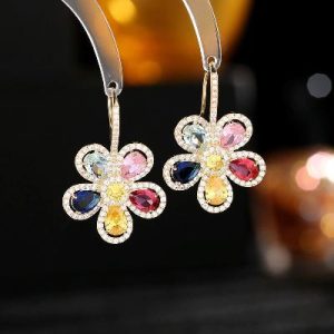 Pear Cut Flower Earrings