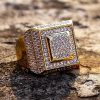Men's Square Shape Paved Diamond Ring