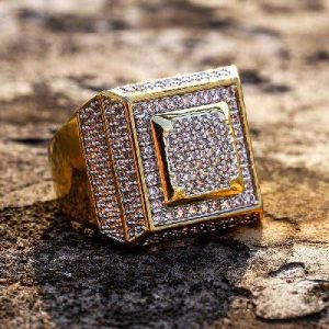 Men's Square Shape Paved Diamond Ring