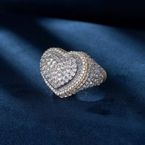 Iced Two-tone Heart Ring