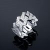 14mm Iced Prong Cuban Ring in White Gold