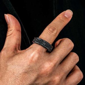 8.5mm Three Row Pave Eternity Band in Black Gold