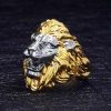 Two-tone Roaring Lion Head Ring
