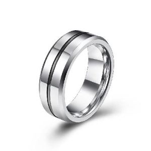 Men's Steel Black-band Simple Ring