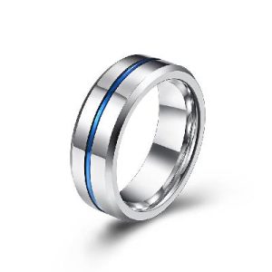 Men's Steel Blue-band Simple Ring