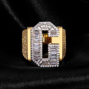 Baguette G Initial Letter Ring