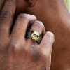 Skull Wings Ring in Black Gold
