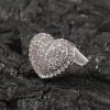 Micro Paved Heart-shaped Halo Ring in White Gold