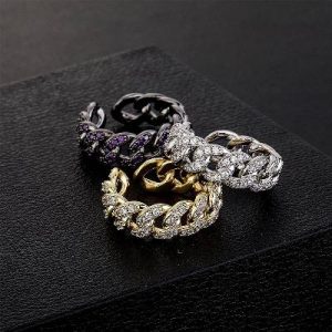 8mm Iced Cuban Link Open Ring