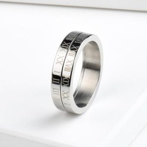 Rotatable Roman Numeral Titanium Ring