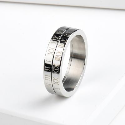 Rotatable Roman Numeral Titanium Ring