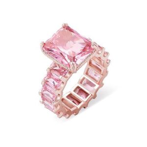 Iced Pink Emerald Cut Ring
