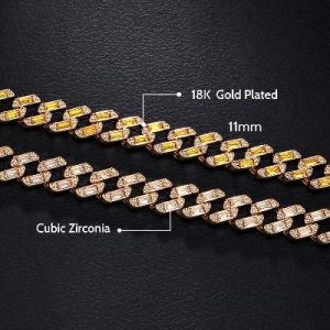 11mm Baguette Cut Cuban Chain in Gold