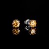 1Ct Moissanite Round Dark Champagne Stud Earrings in S925 Silver